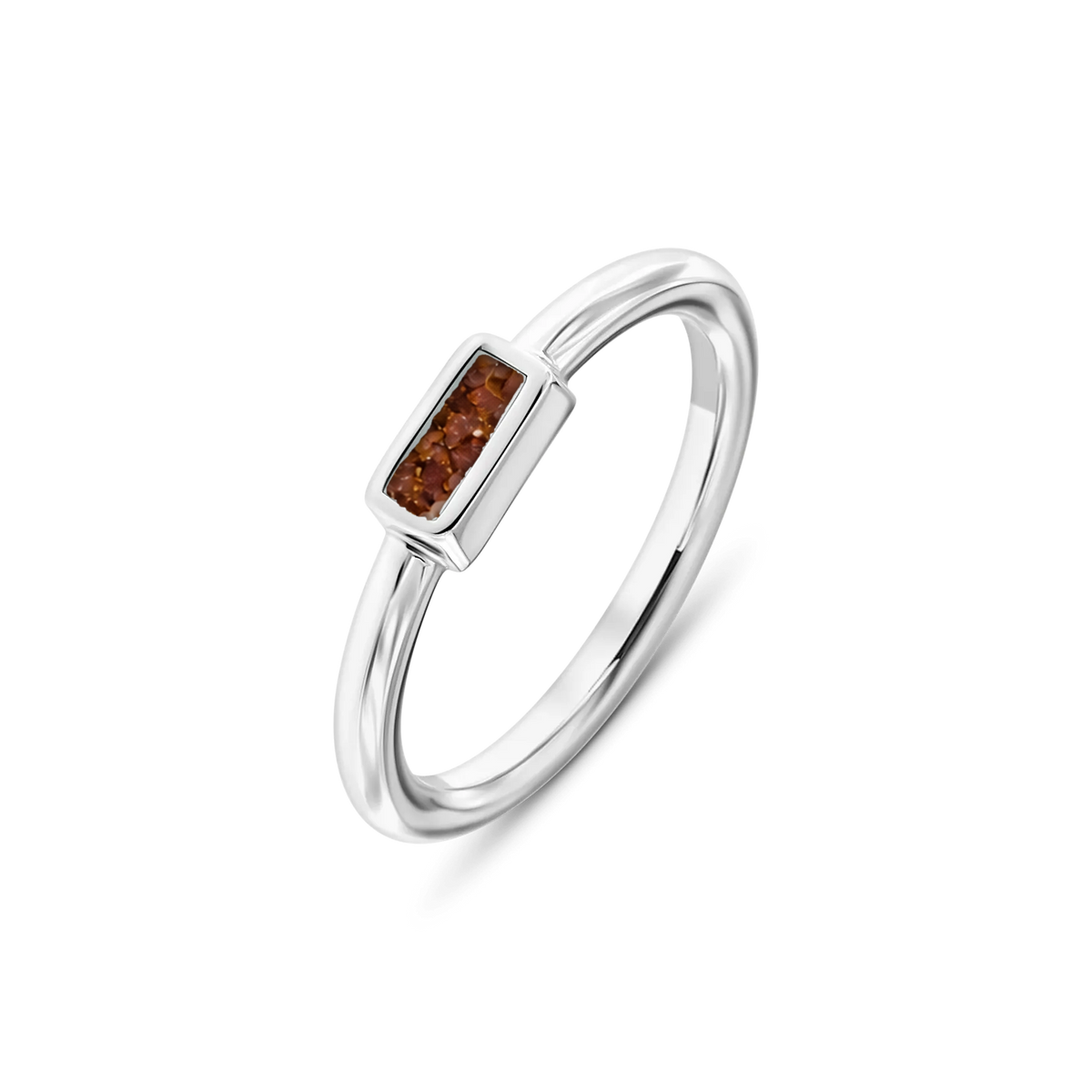 Britt as-ring in massief wit goud met koperbruin askleur