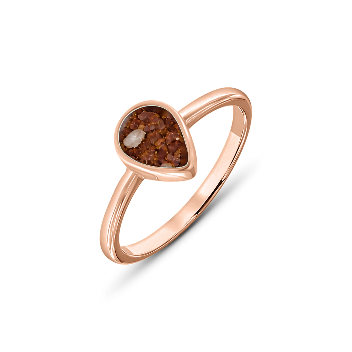 Droplet as-ring in massief rosé goud met koperbruin askleur