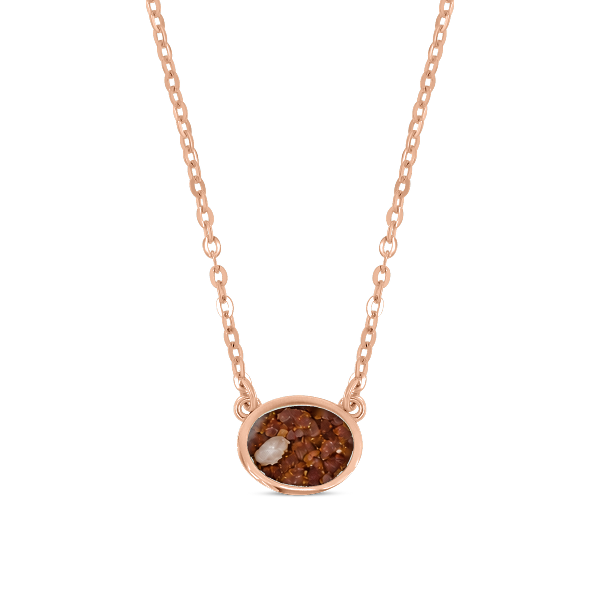 Juna as-ketting in massief rosé goud met koperbruin askleur