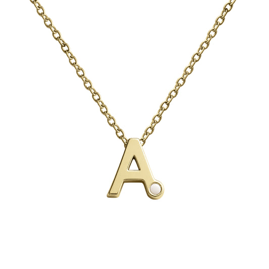 Alix initialketting met as in massief geelgoud, askleur antraciet