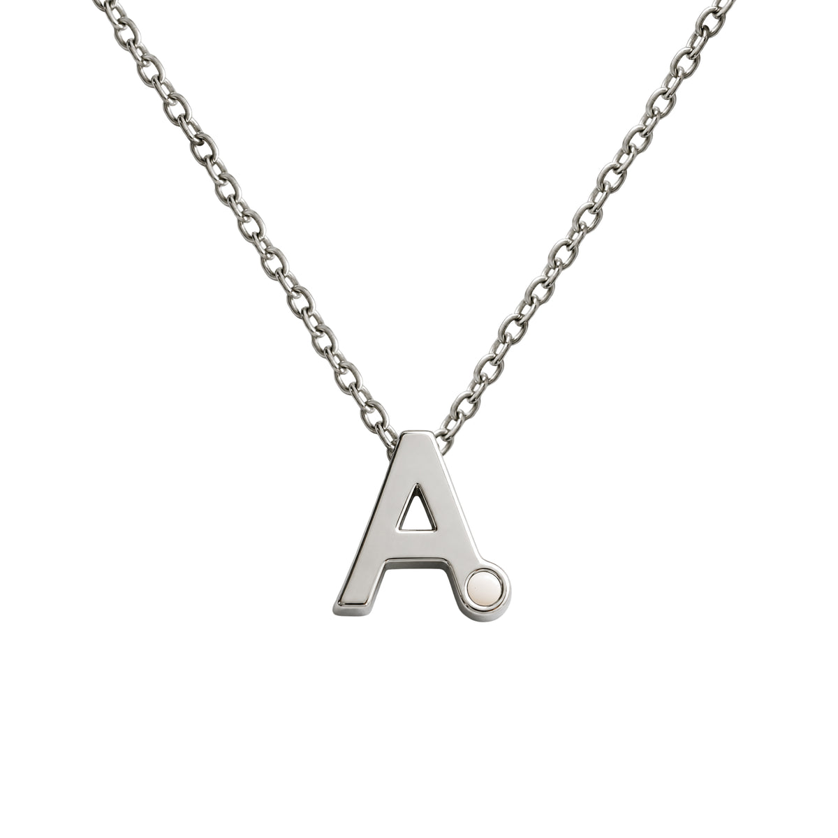 Alix initialketting met as in gerhodineerd zilver of massief witgoud, askleur antraciet