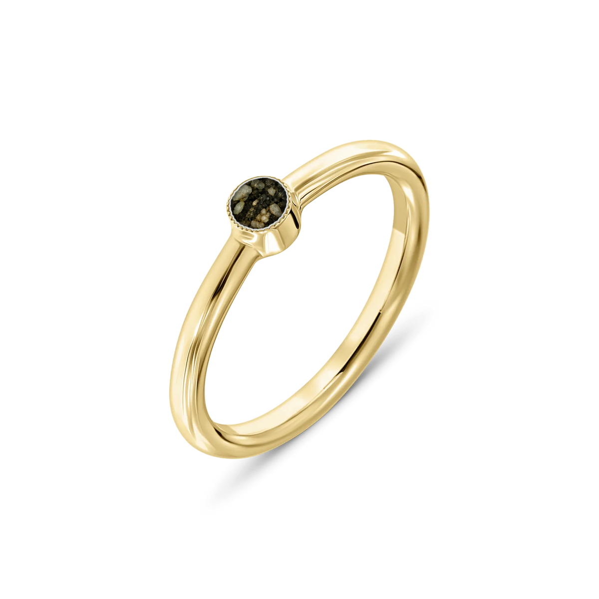 Amy as-ring in massief geel goud met antraciet askleur