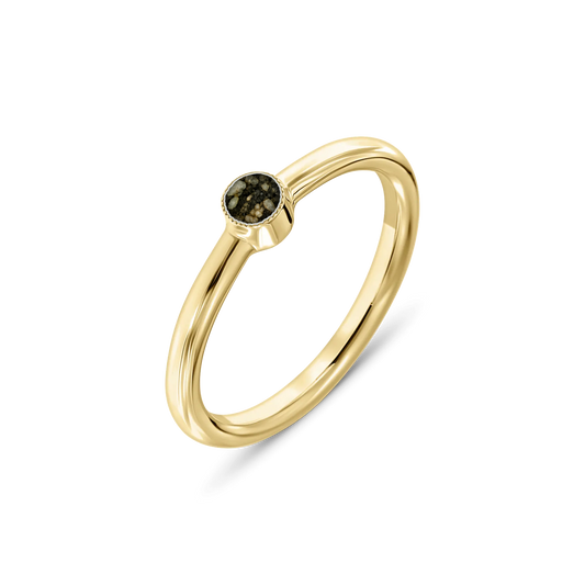 Amy as-ring in massief geel goud met antraciet askleur