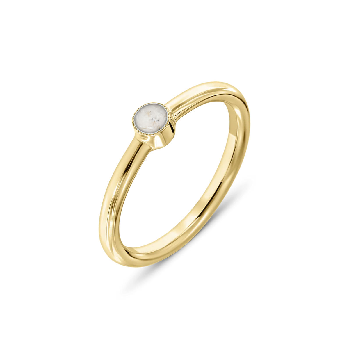 Amy as-ring in massief geel goud met parelmoer askleur