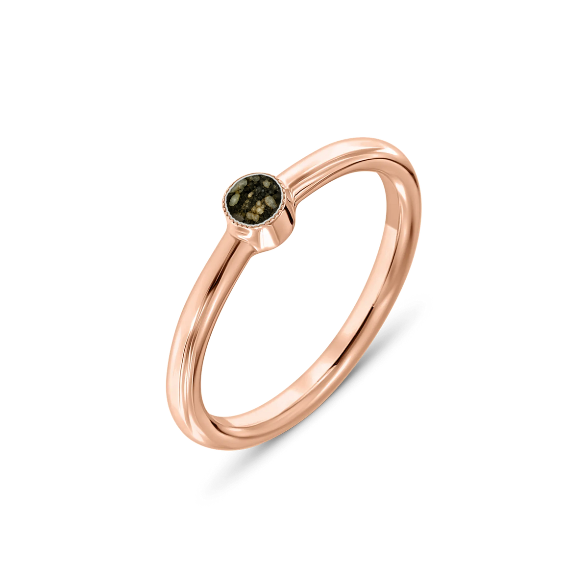 Amy as-ring in massief rosé goud met antraciet askleur