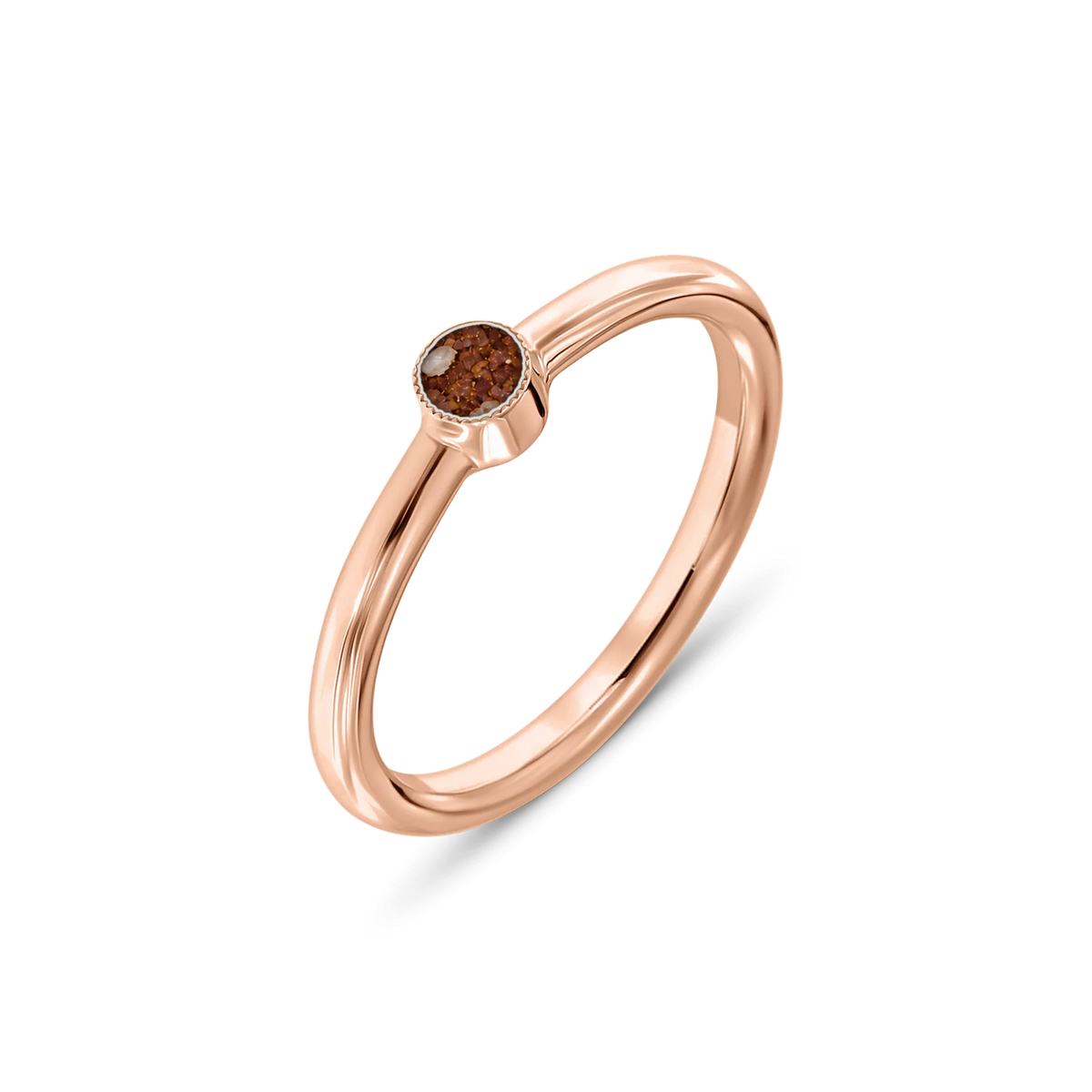 Amy as-ring in massief rosé goud met koperbruin askleur