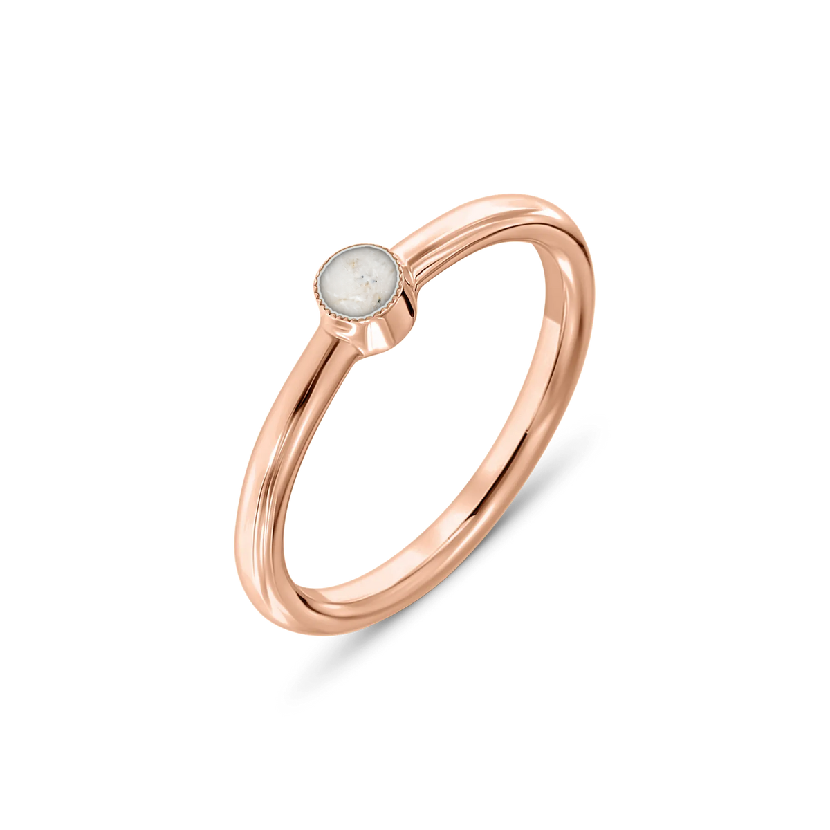 Amy as-ring in massief rosé goud met parelmoer askleur