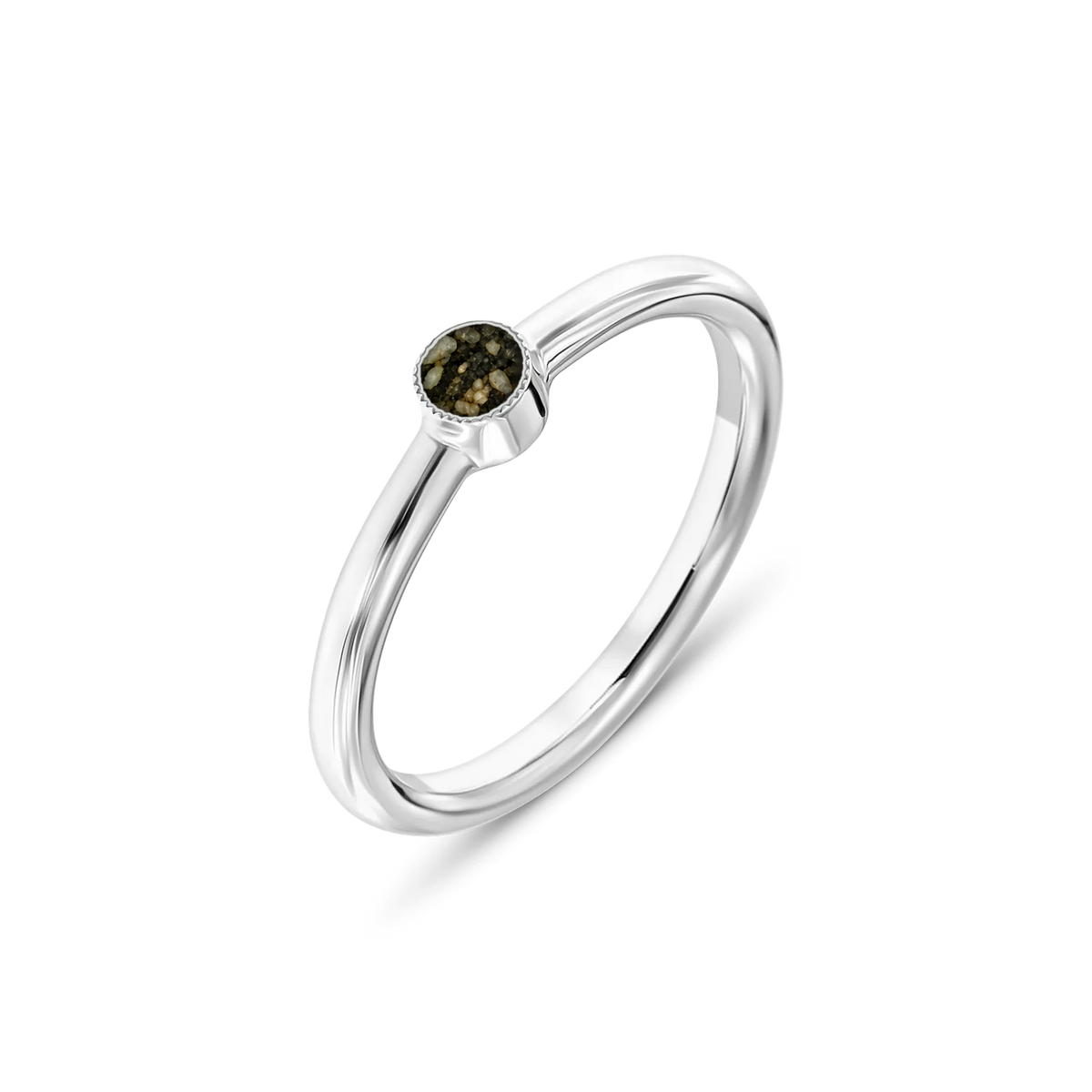 Amy as-ring in massief wit goud met antraciet askleur