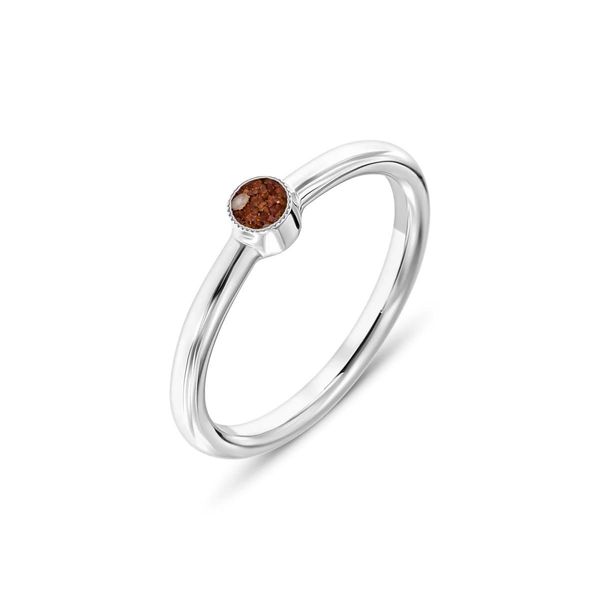 Amy as-ring in massief wit goud met koperbruin askleur