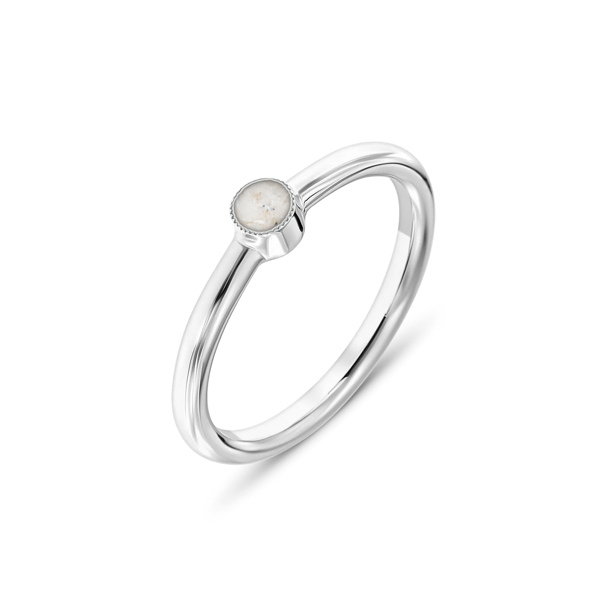 Amy as-ring in massief wit goud met parelmoer askleur