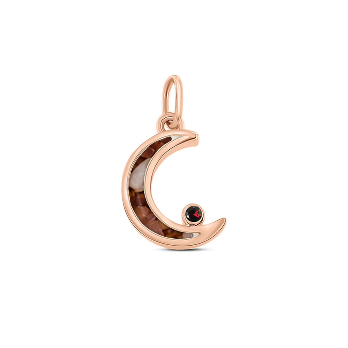 Ayla as-hanger in massief rosé goud met koperbruin askleur en granaat