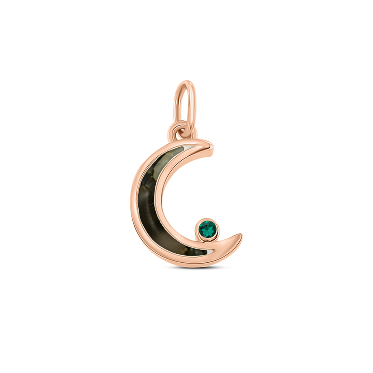 Ayla as-hanger in massief rosé goud met antraciet askleur en smaragd