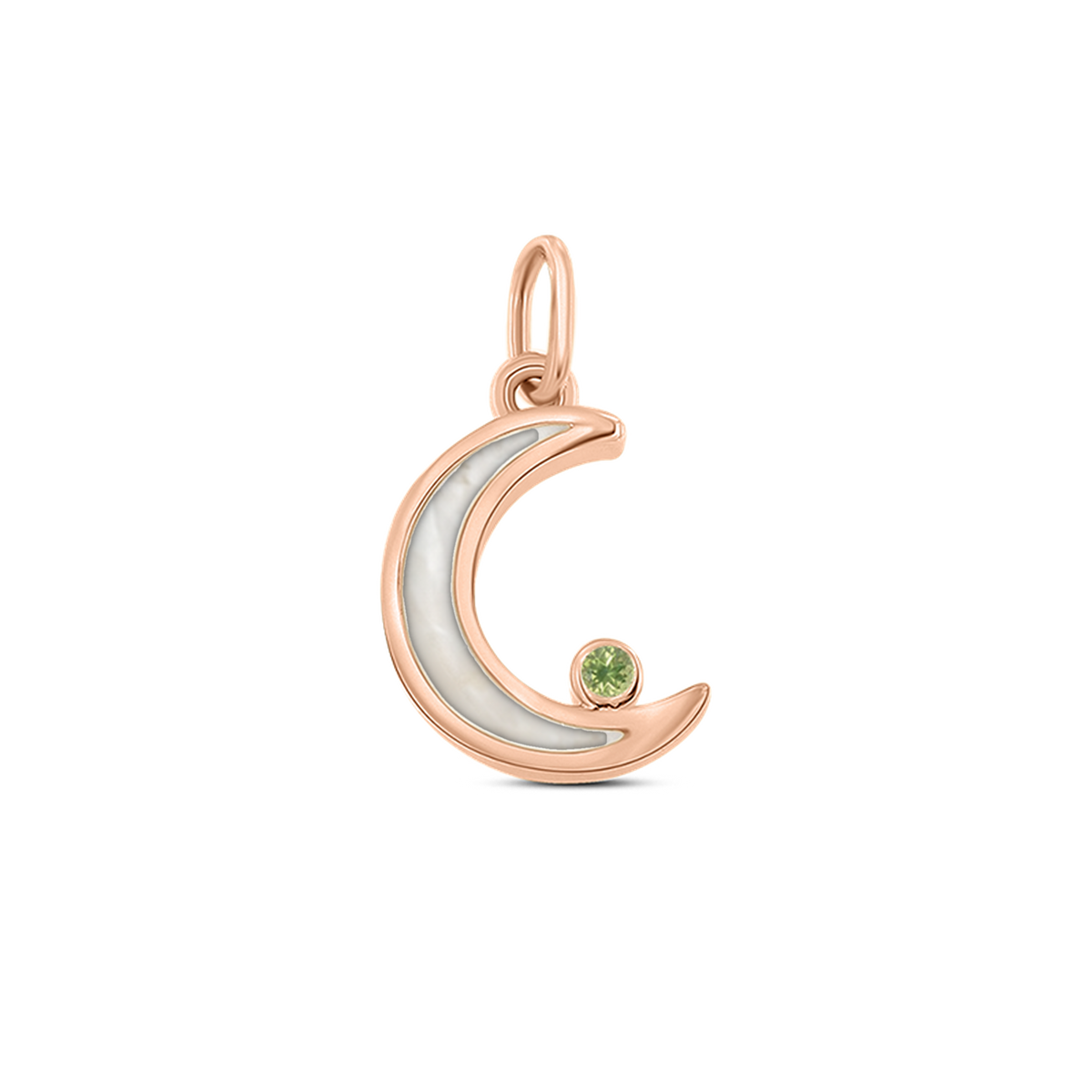 Ayla as-hanger in massief rosé goud met parelmoer askleur en peridot