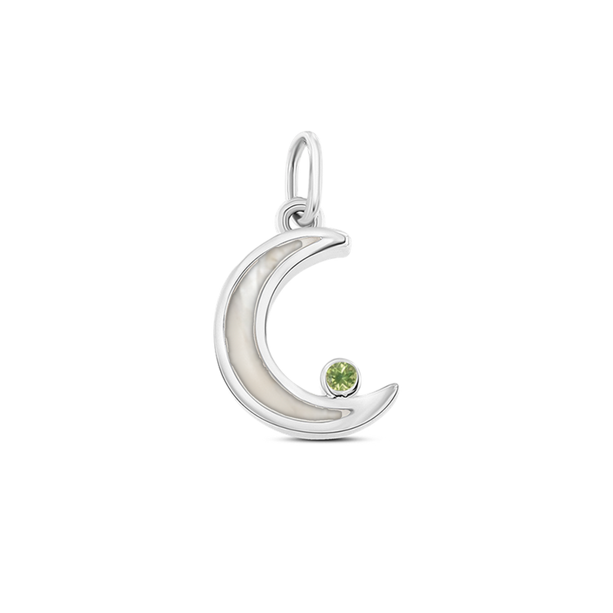 Ayla as-hanger in massief wit goud met parelmoer askleur en peridot