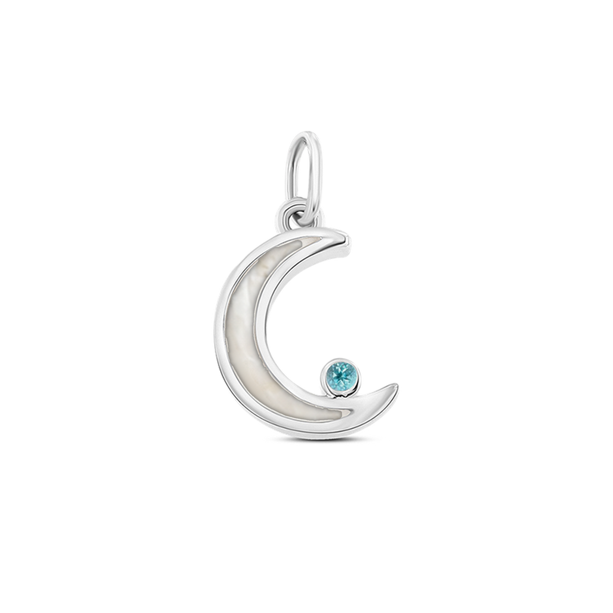 Ayla as-hanger in 925 zilver met parelmoer askleur en blauwe topaas
