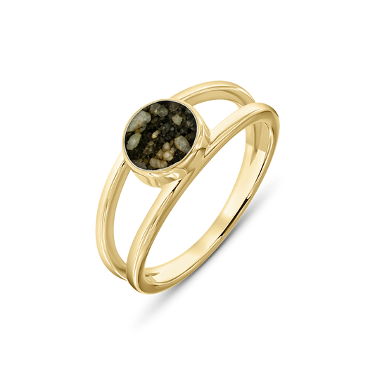 Bea as-ring in massief geel goud met antraciet askleur