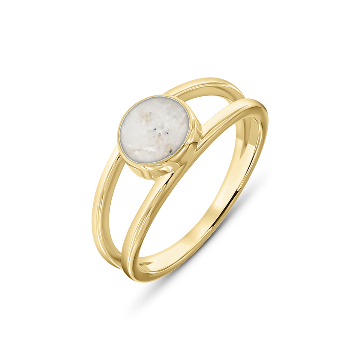 Bea as-ring in massief geel goud met parelmoer askleur
