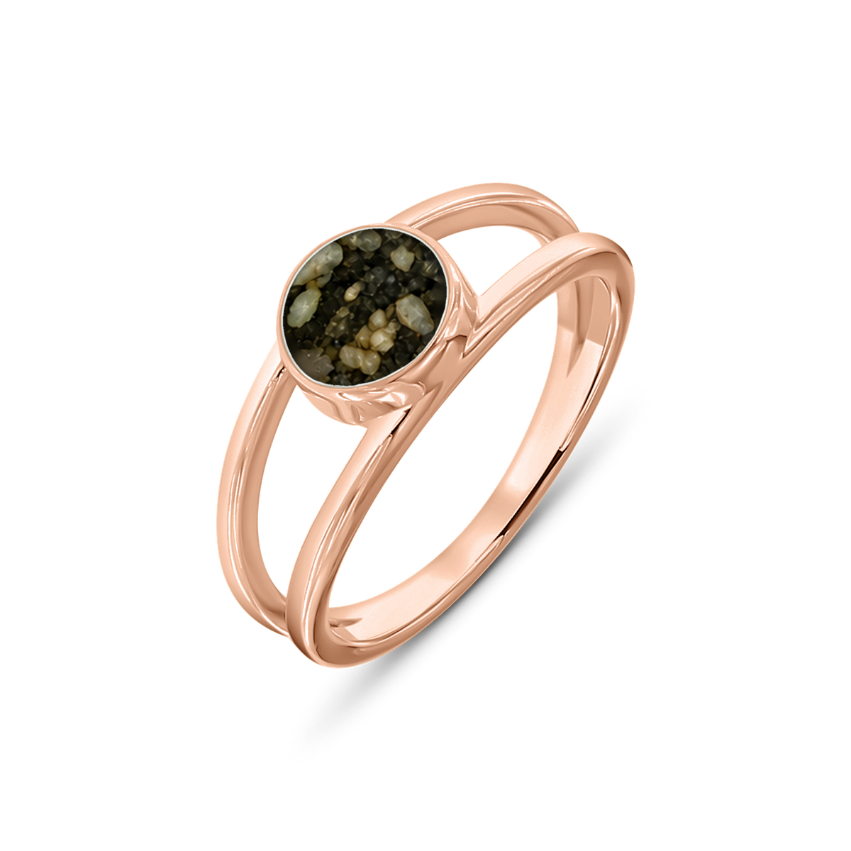 Bea as-ring in massief rosé goud met antraciet askleur