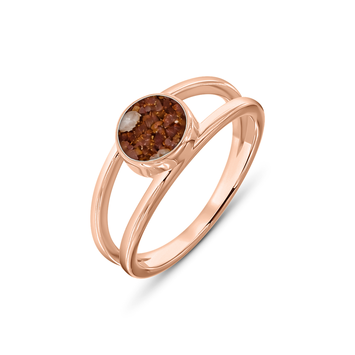 Bea as-ring in massief rosé goud met koperbruin askleur