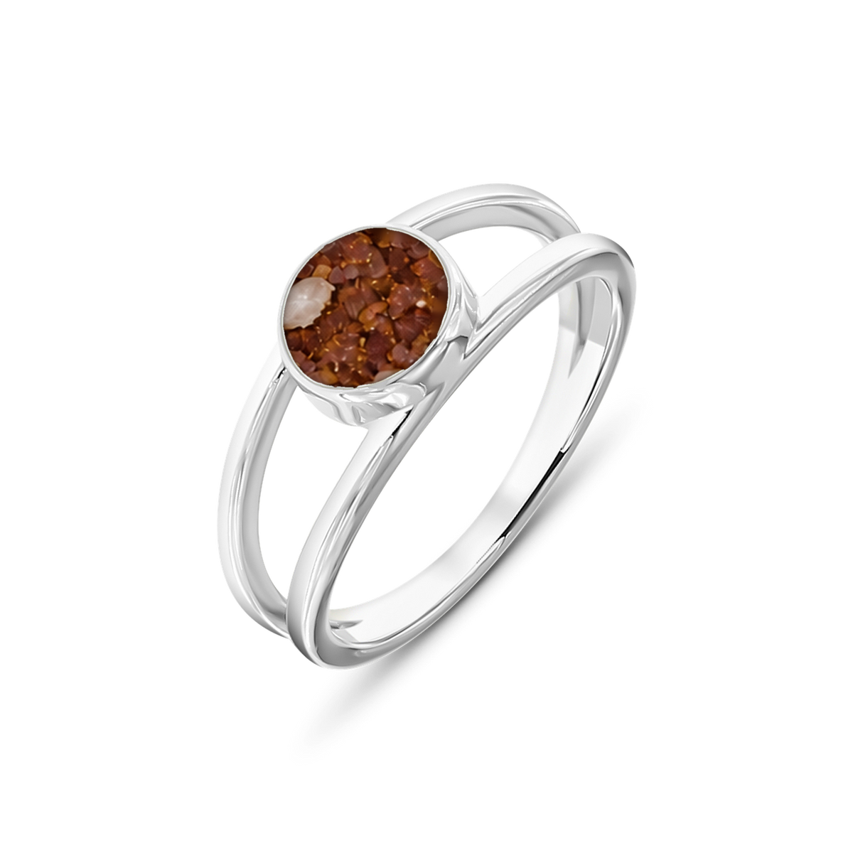Bea as-ring in massief wit goud met koperbruin askleur