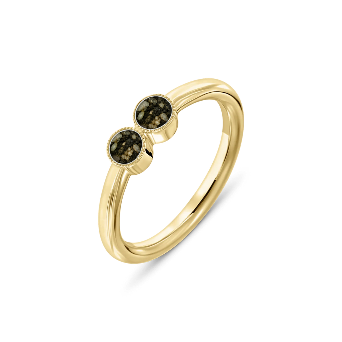 Bo as-ring in massief geel goud met antraciet askleur