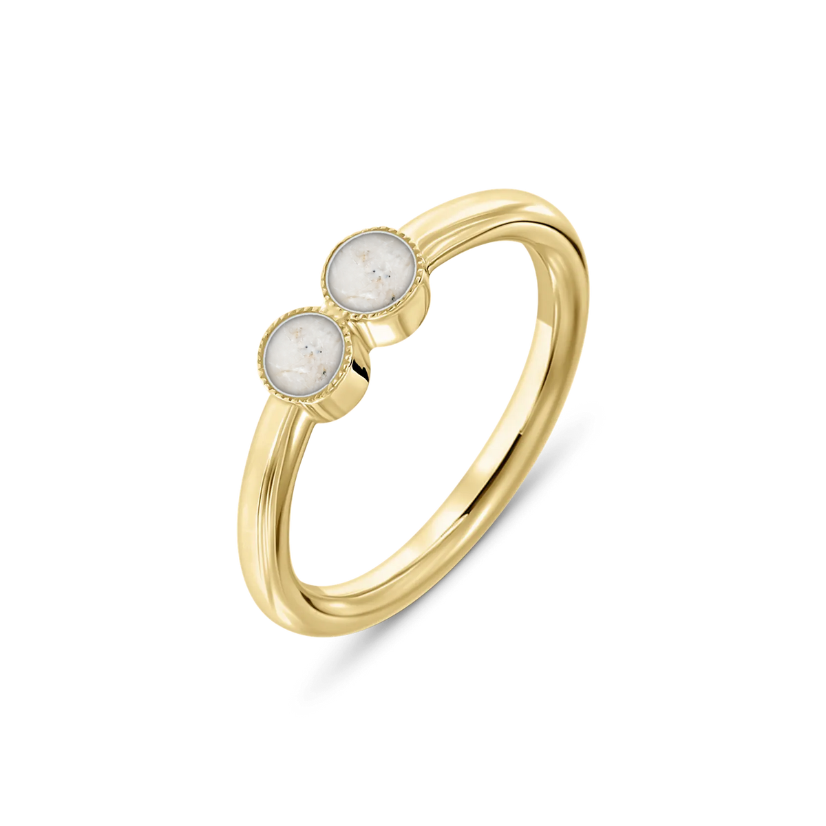 Bo as-ring in massief geel goud met parelmoer askleur