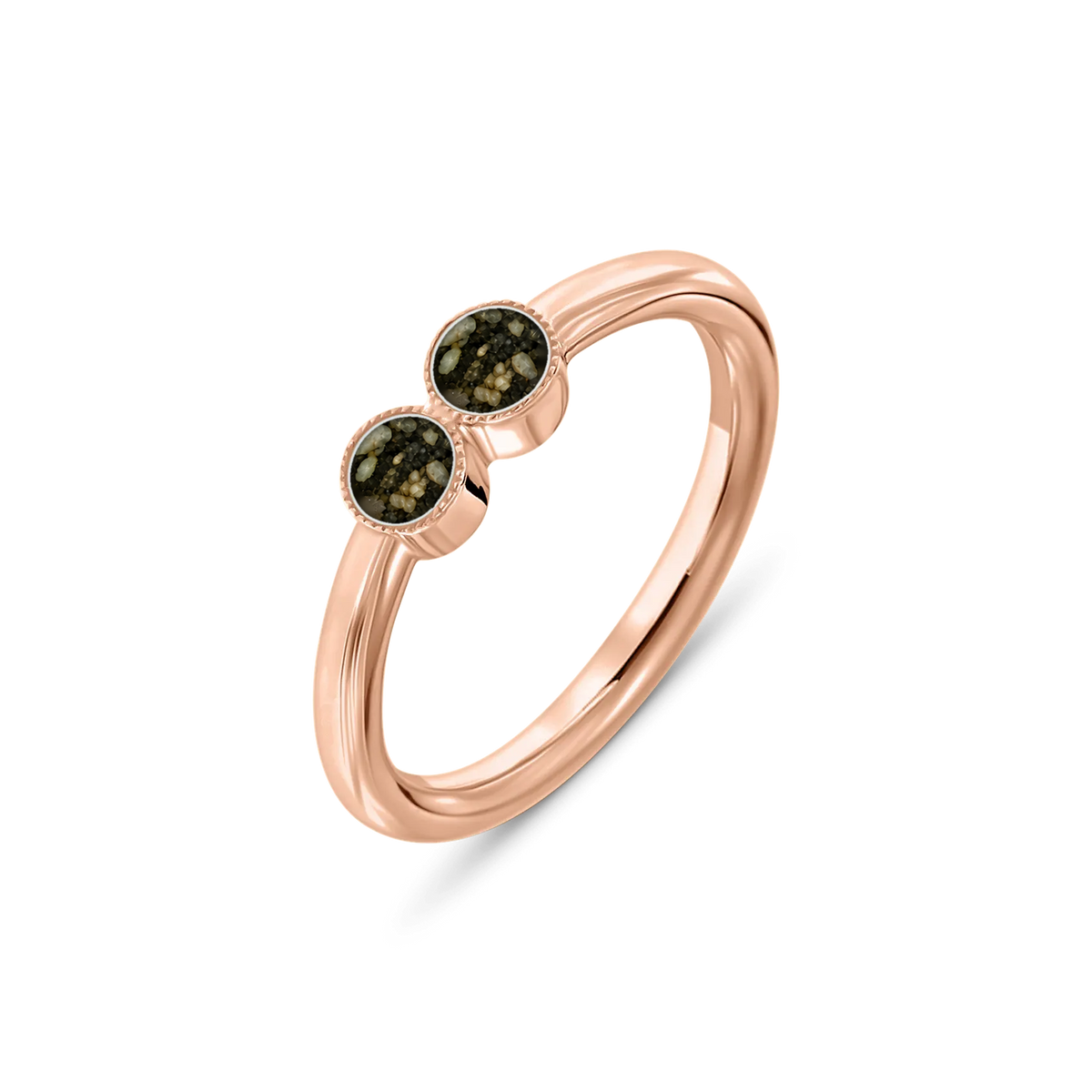 Bo as-ring in massief rosé goud met antraciet askleur