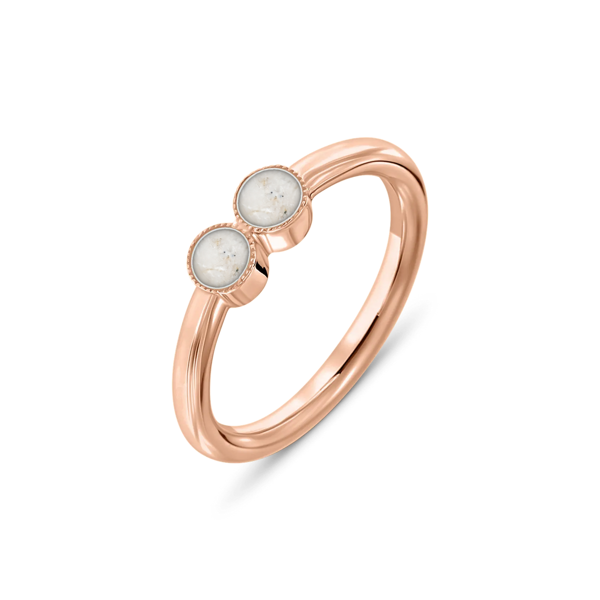Bo as-ring in massief rosé goud met parelmoer askleur