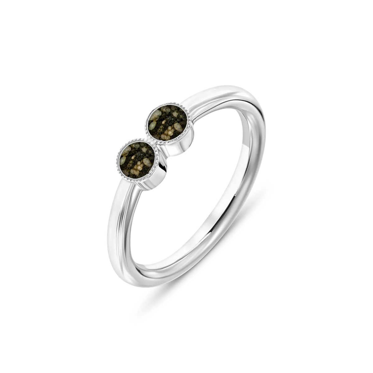 Bo as-ring in massief wit goud met antraciet askleur
