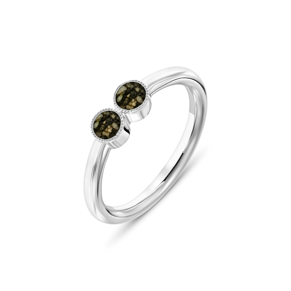 Bo as-ring in 925 zilver met antraciet askleur