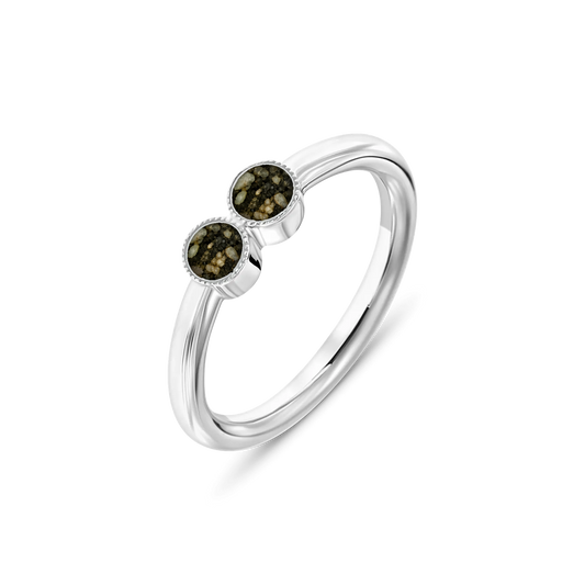 Bo as-ring in 925 zilver met antraciet askleur