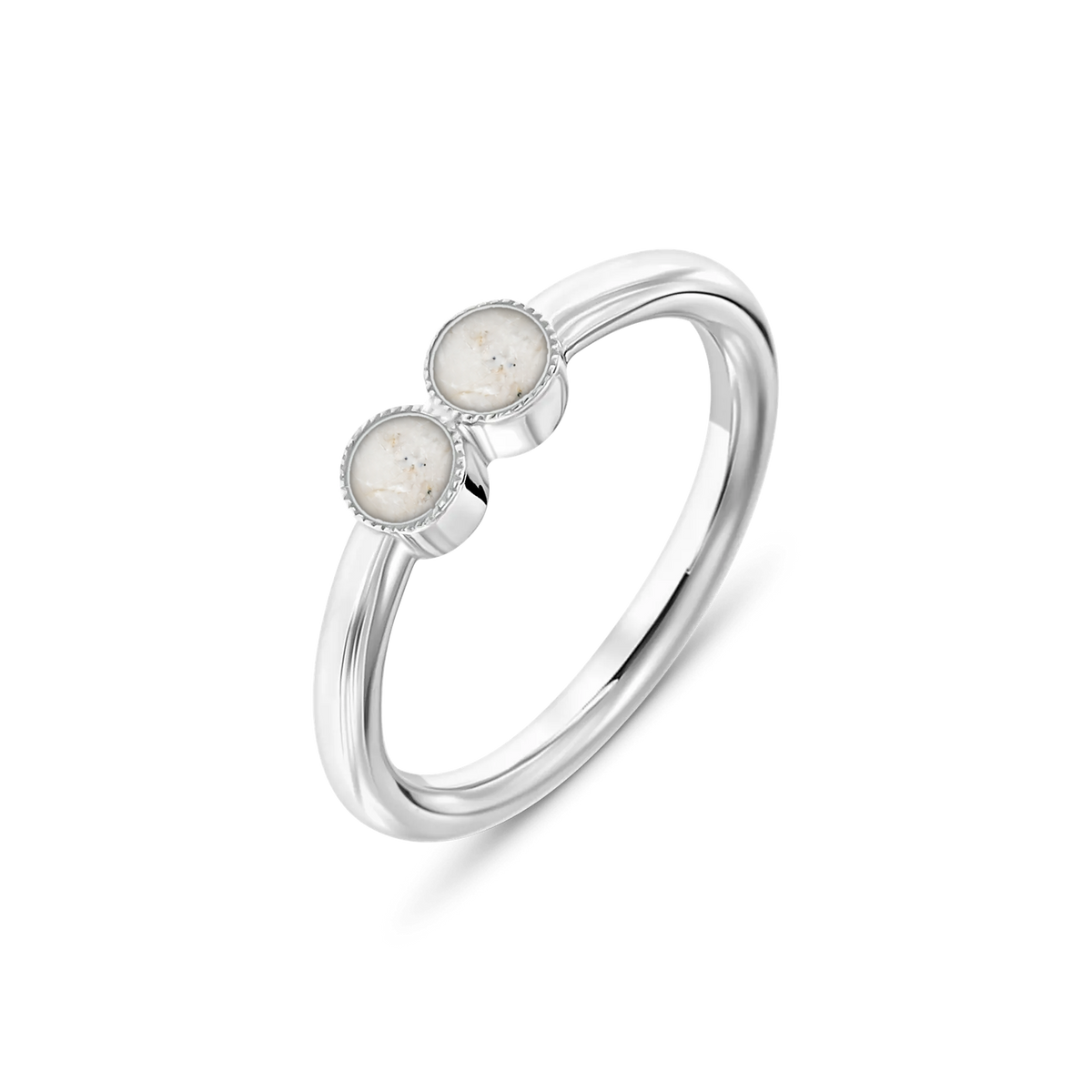 Bo as-ring in 925 zilver met parelmoer askleur