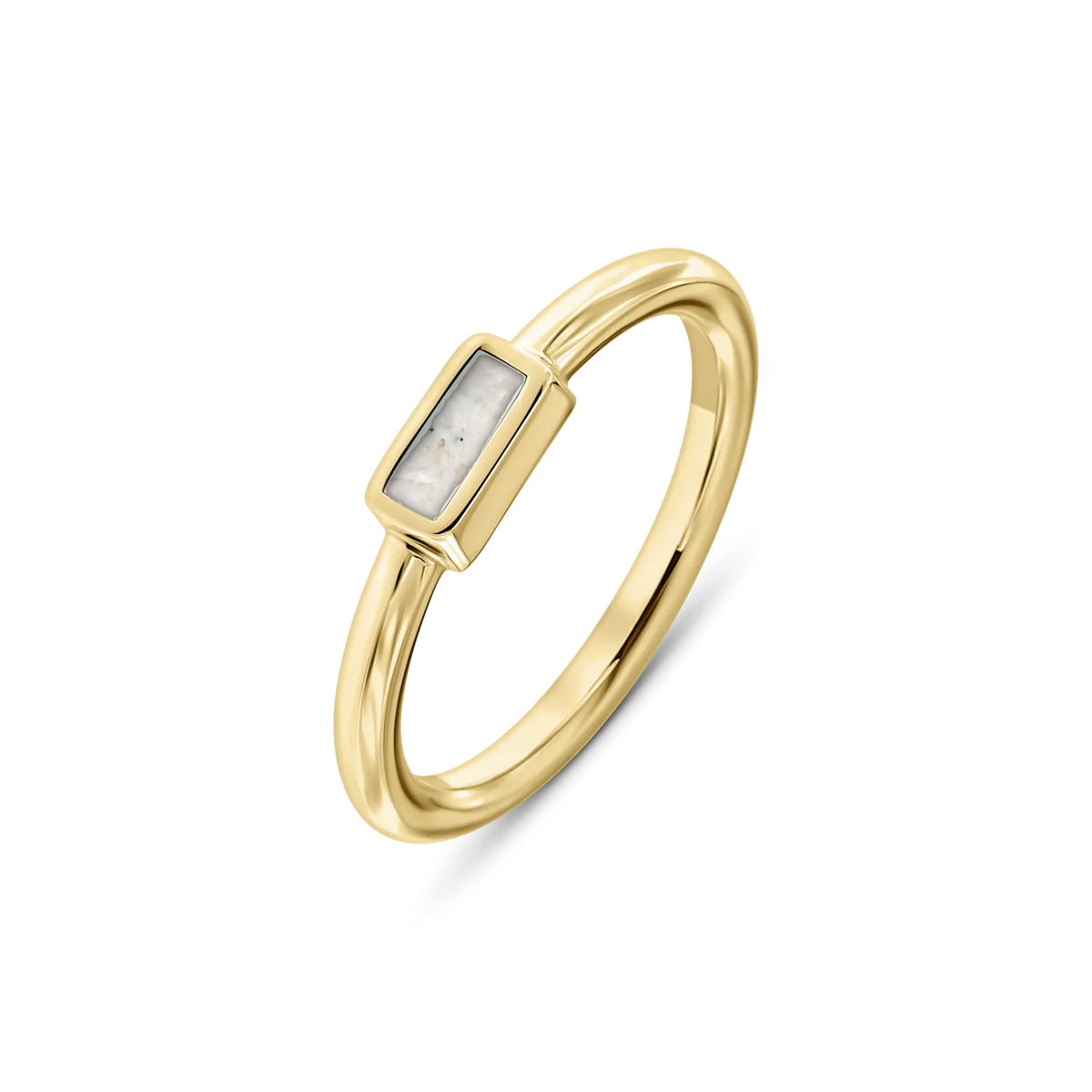 Britt as-ring in massief geel goud met parelmoer askleur
