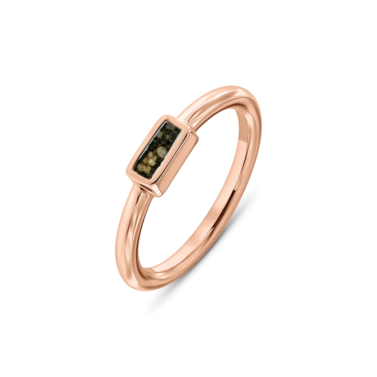 Britt as-ring in massief rosé goud met antraciet askleur