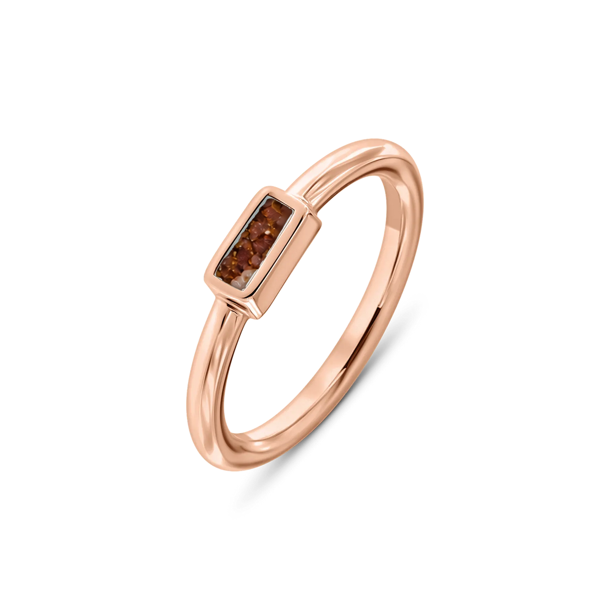 Britt as-ring in massief rosé goud met koperbruin askleur