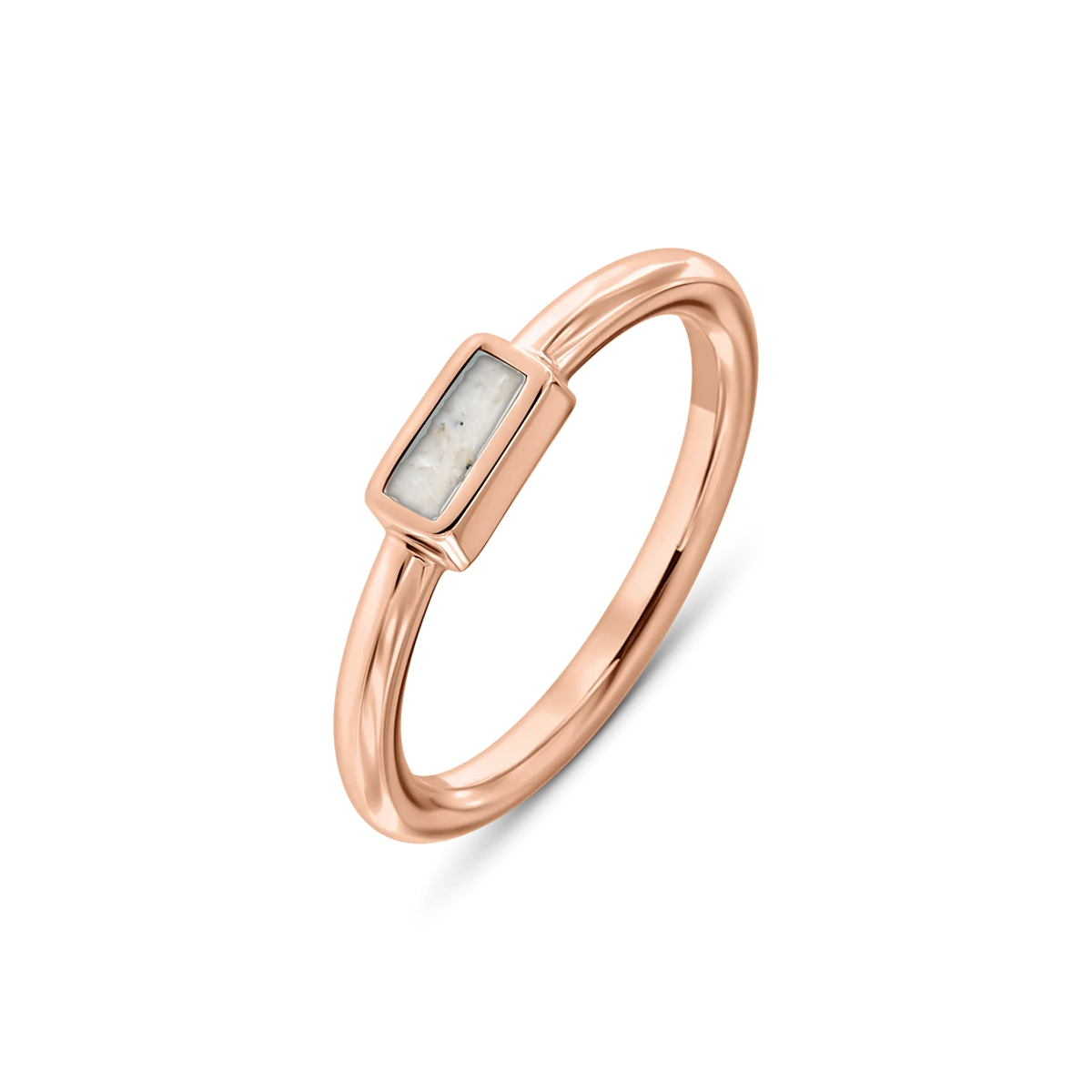Britt as-ring in massief rosé goud met parelmoer askleur