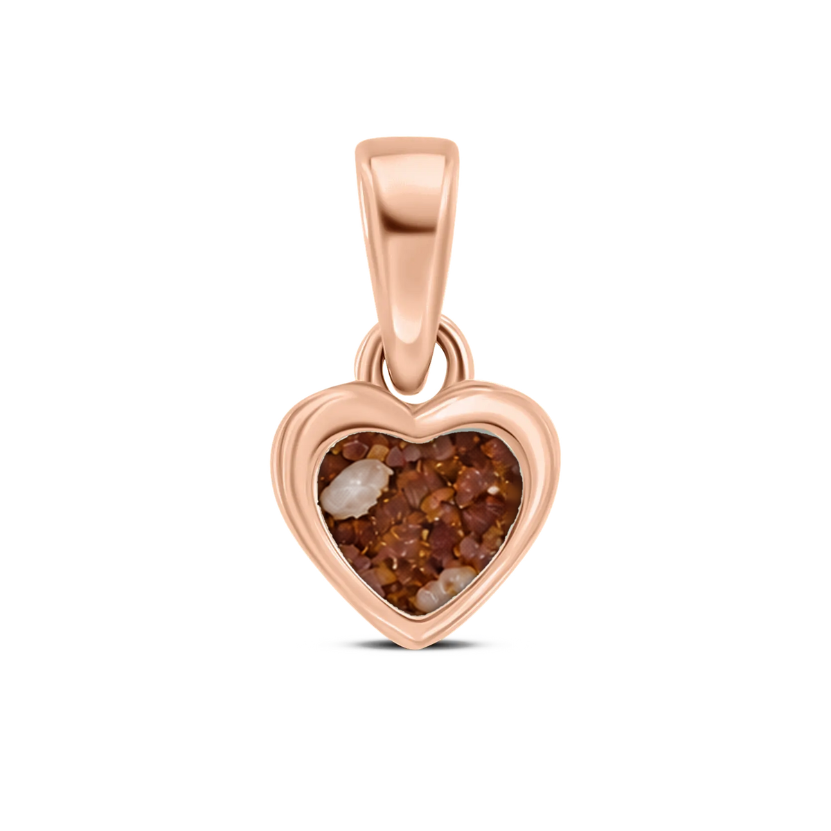 Cara as-hanger in massief rosé goud met koperbruin askleur