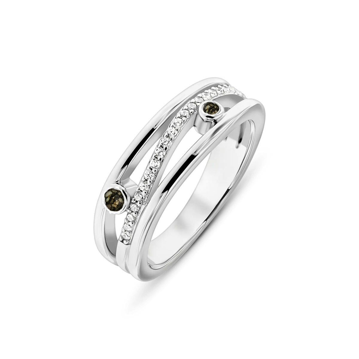 Charlotte as-ring in 925 zilver met antraciet askleur