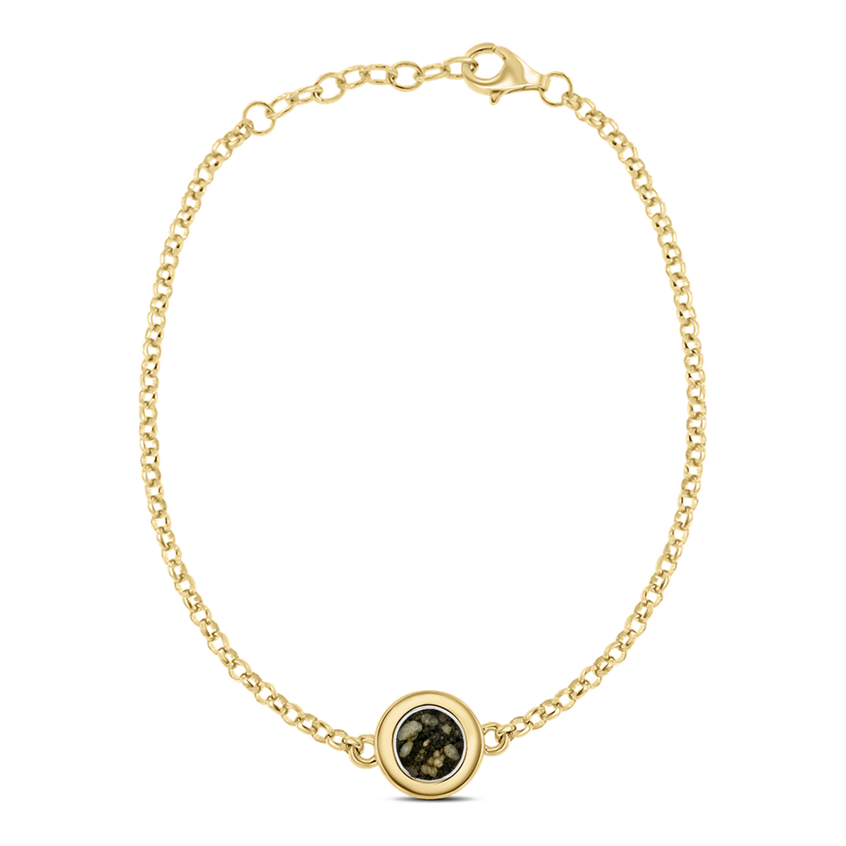Circle of Life as-armband in massief geel goud met antraciet askleur