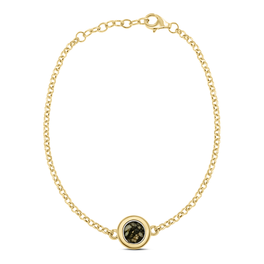 Circle of Life as-armband in massief geel goud met antraciet askleur