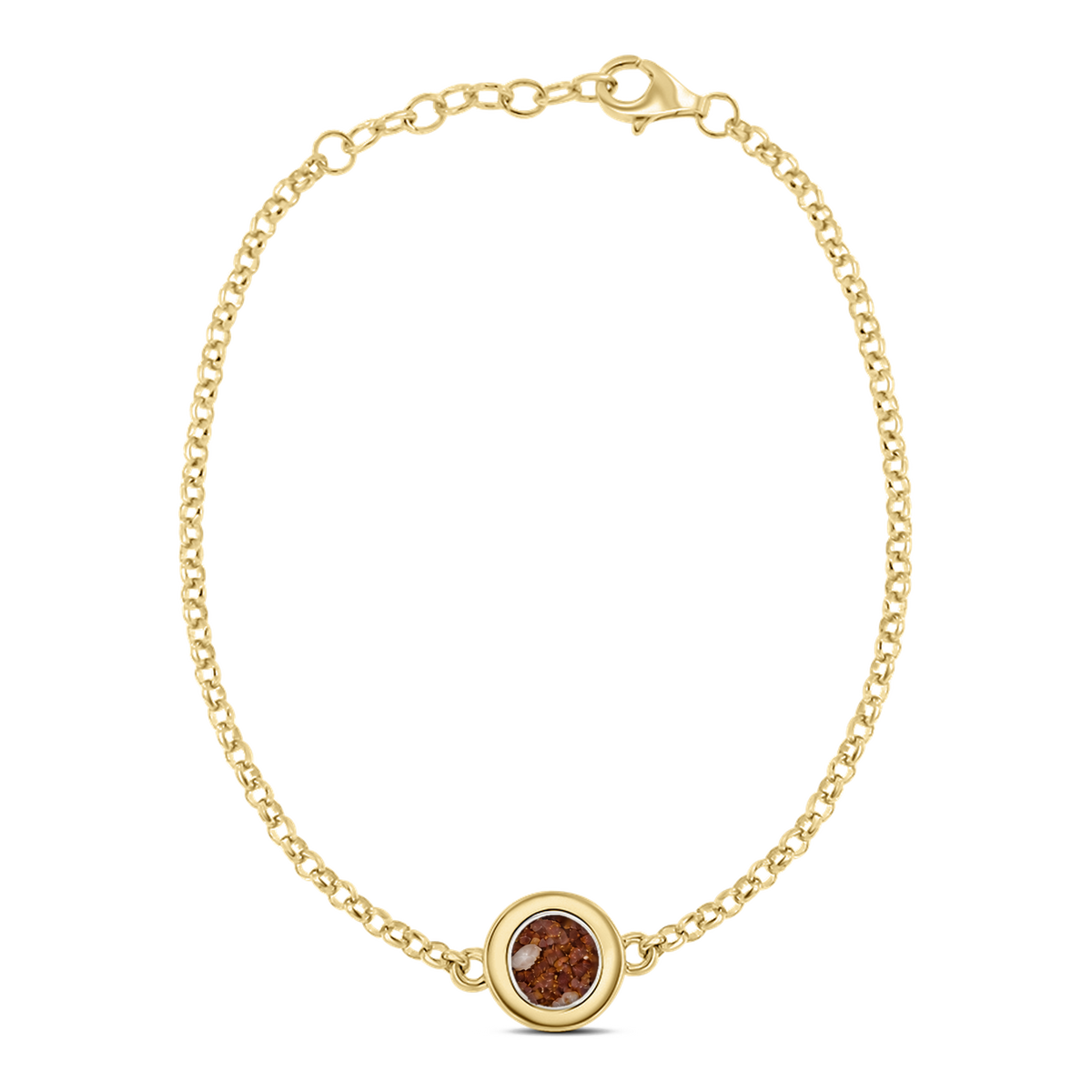 Circle of Life as-armband in massief geel goud met koperbruin askleur