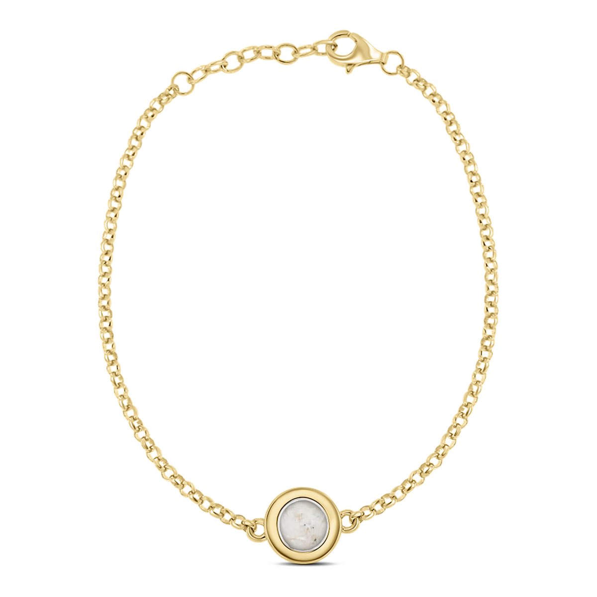 Circle of Life as-armband in massief geel goud met parelmoer askleur
