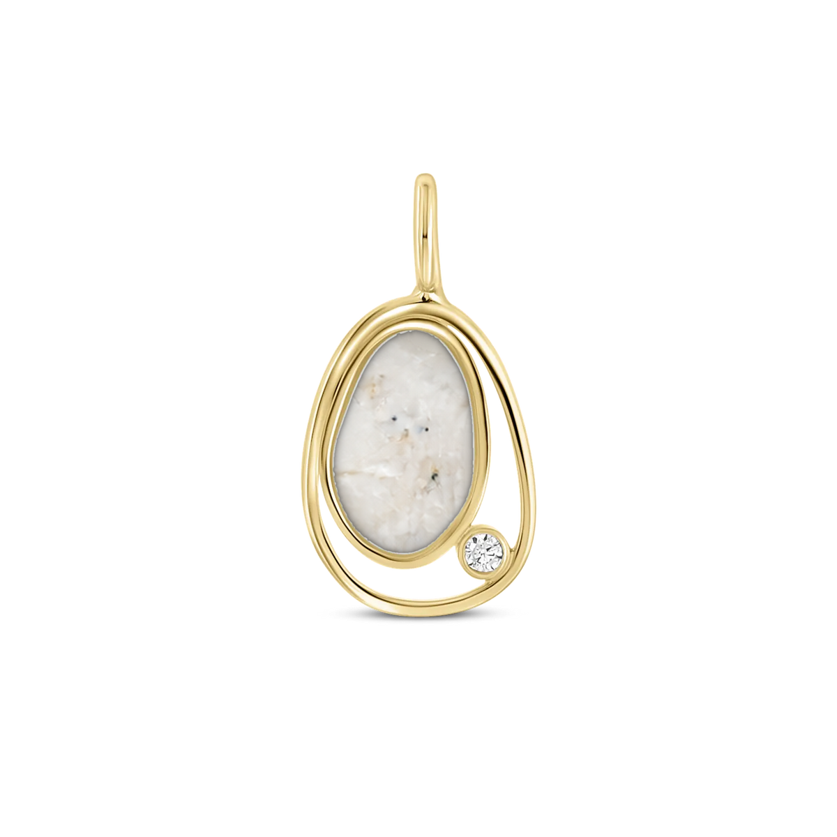 Danique as-hanger in massief geel goud met parelmoer askleur en zirkonia