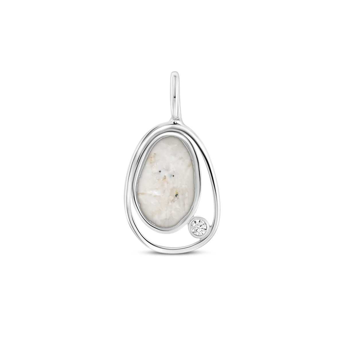 Danique as-hanger in massief wit goud met parelmoer askleur en zirkonia