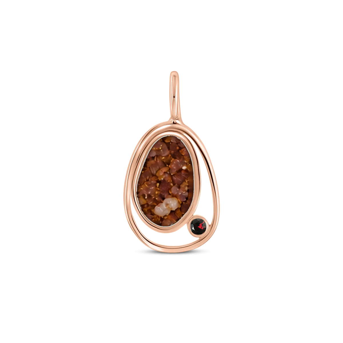 Danique as-hanger in massief rosé goud met koperbruin askleur en granaat