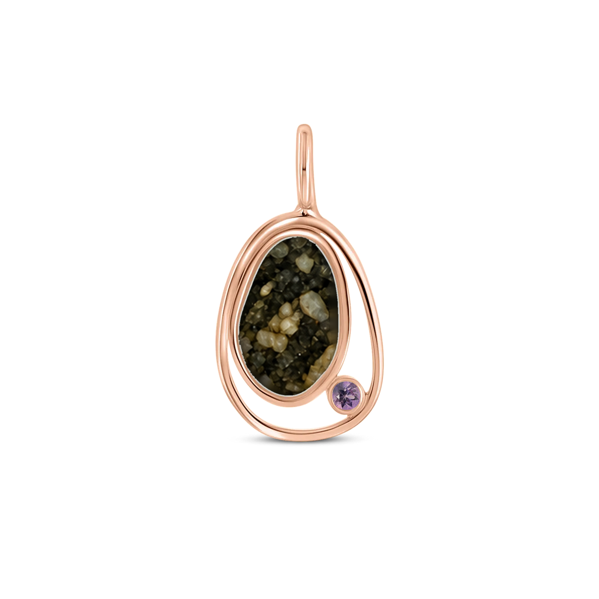 Danique as-hanger in massief rosé goud met antraciet askleur en amethist