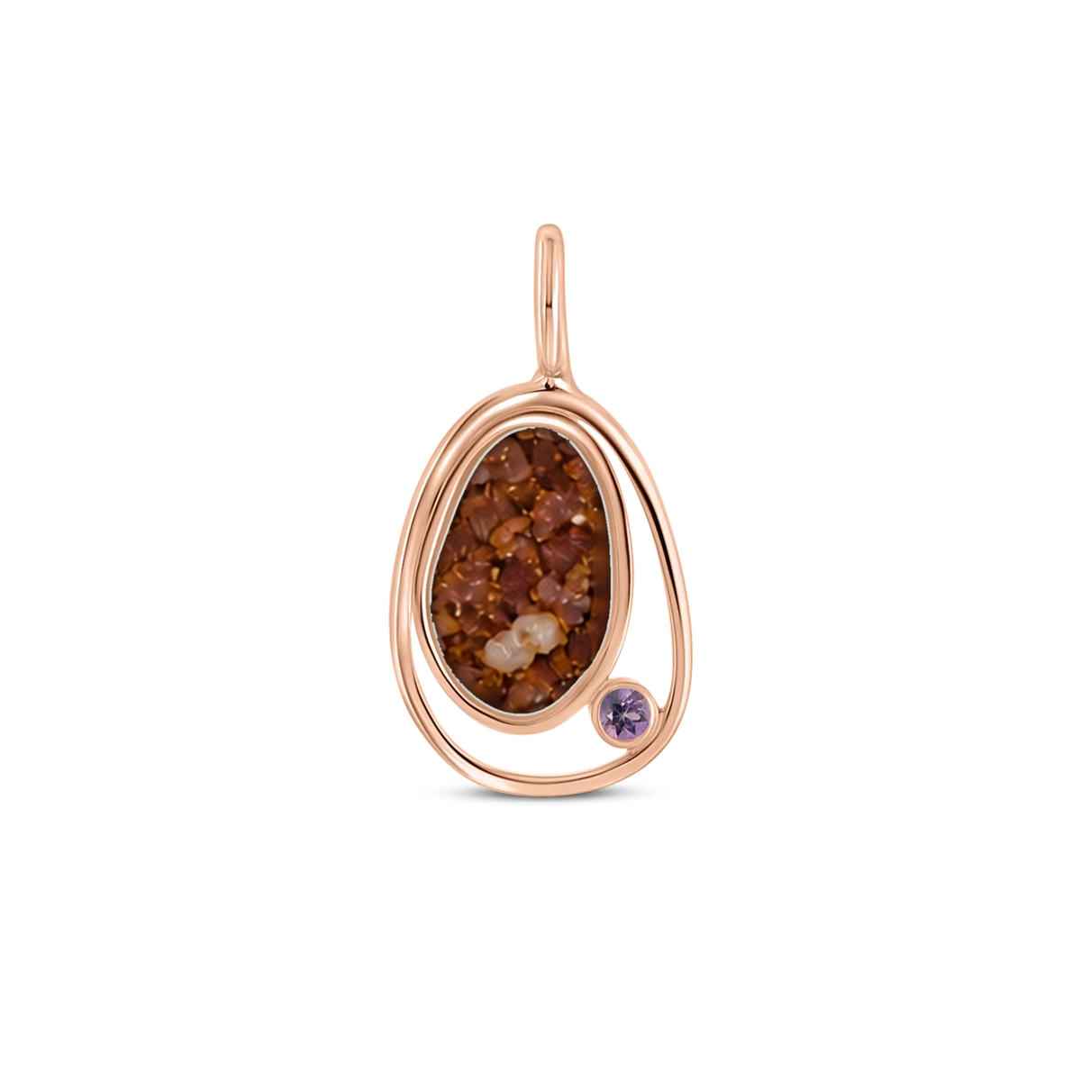 Danique as-hanger in massief rosé goud met koperbruin askleur en amethist