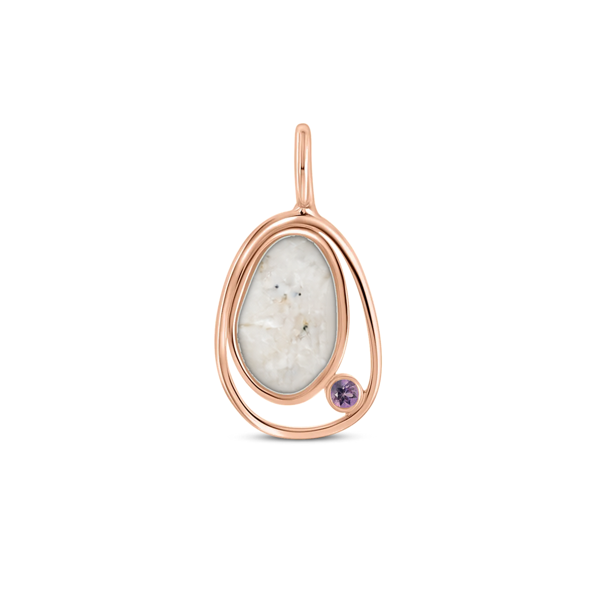 Danique as-hanger in massief rosé goud met parelmoer askleur en amethist