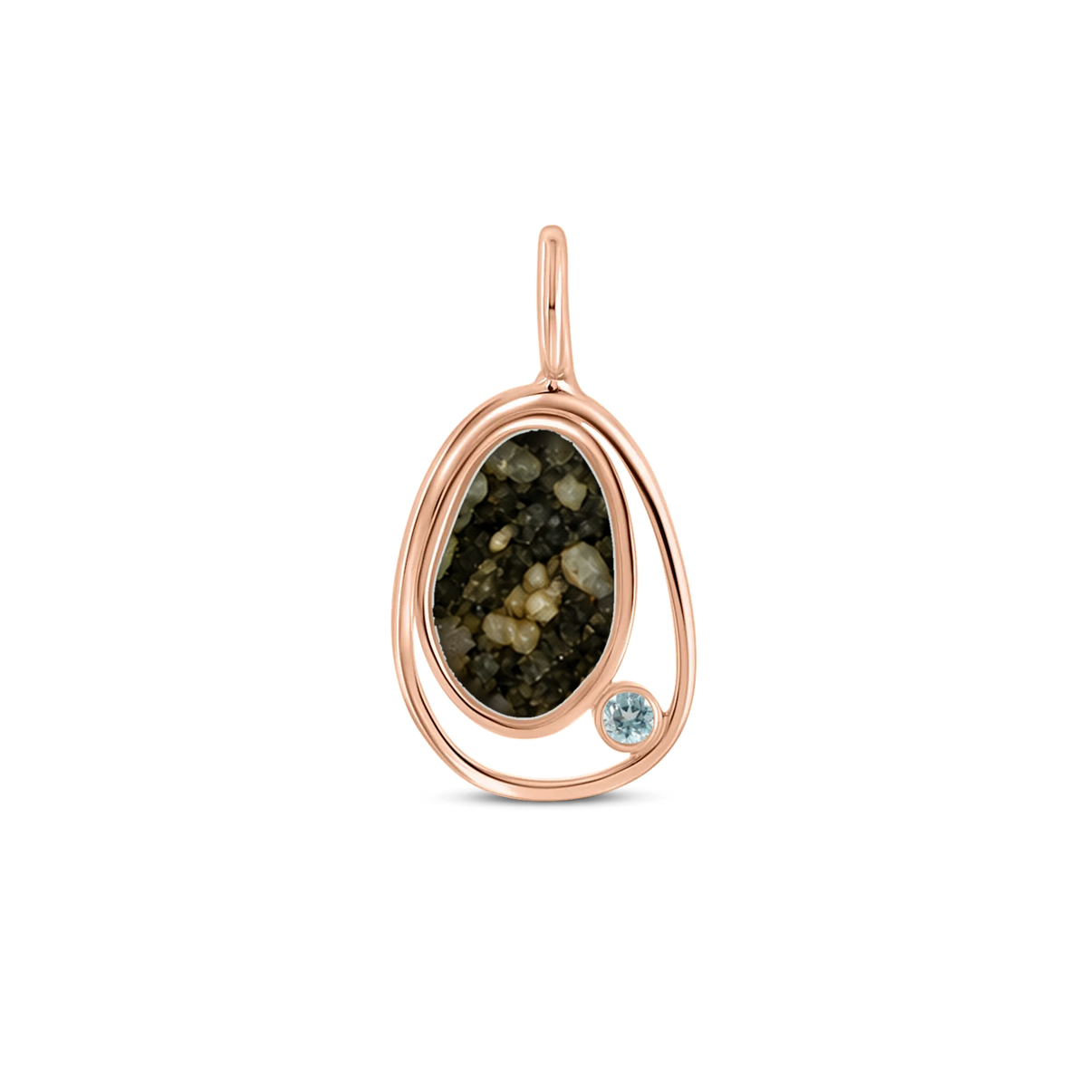 Danique as-hanger in massief rosé goud met antraciet askleur en aquamarijn