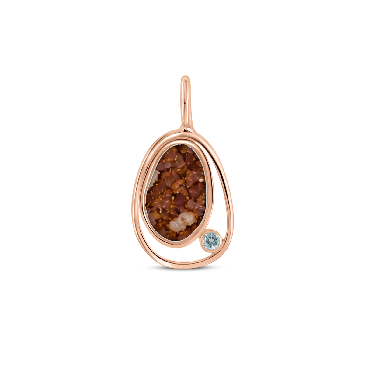 Danique as-hanger in massief rosé goud met koperbruin askleur en aquamarijn